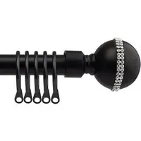 Extendable Bejewelled Metal Curtain Pole - Black