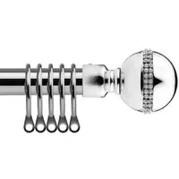 Extendable Bejewelled Metal Curtain Pole - Silver