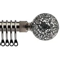 Extendable Curtain Pole with Mirrored Finials - Black, Metal