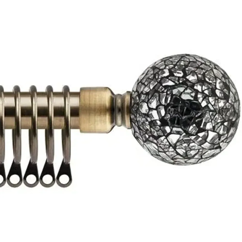 Extendable Curtain Pole with Mirrored Finials - Brass, Metal