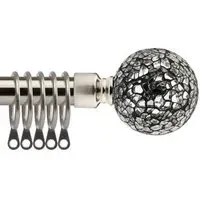 Extendable Curtain Pole with Mirrored Finials - Silver, Metal