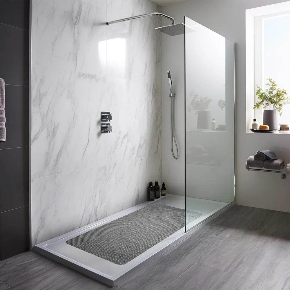 Reversible Anti-Slip Shower Mat - Grey, PVC