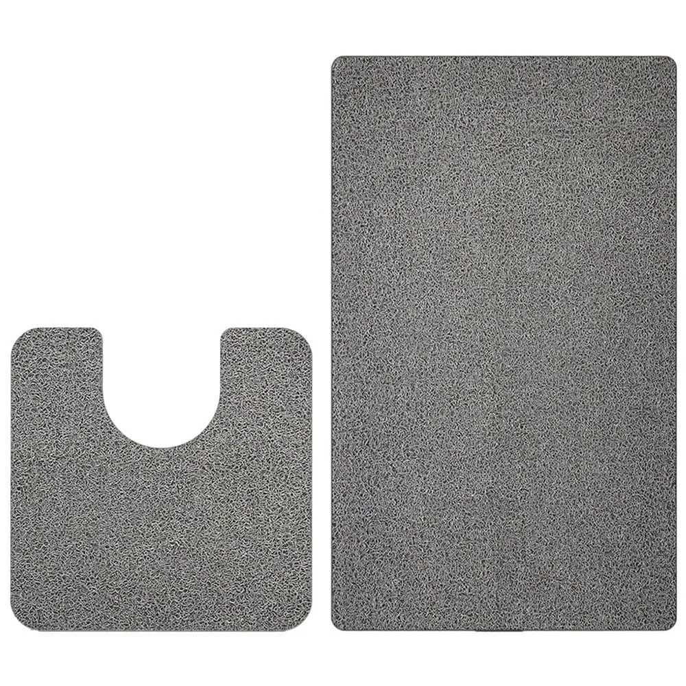 Spaghetti Bath Mat and Pedestal Set - Grey, PVC image
