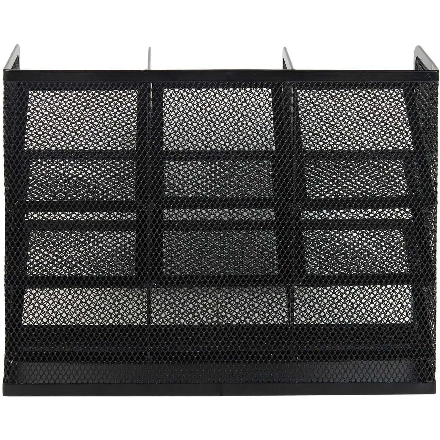 10 Compartment Mesh Desk Organiser - Black