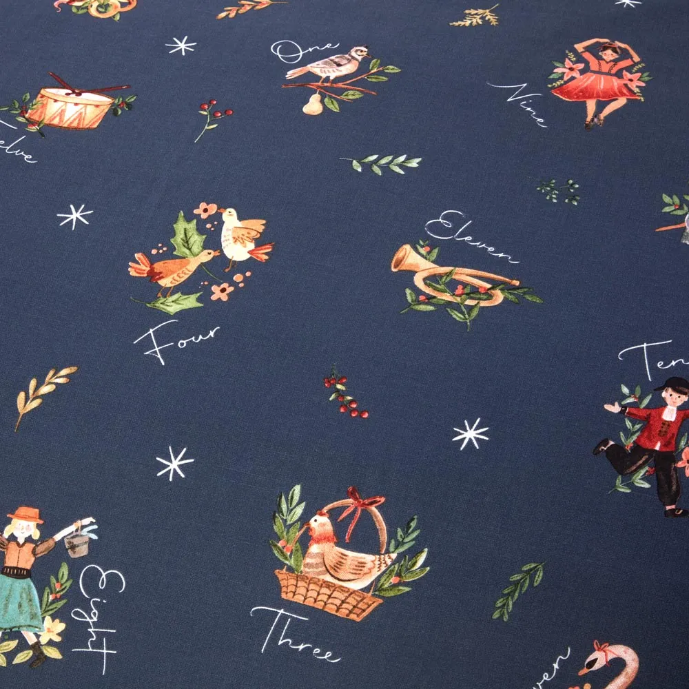 12 Days of Christmas Double Duvet Set - Blue