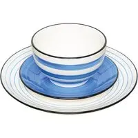 12 Piece Handpainted Spinwash Dinner Set - Blue