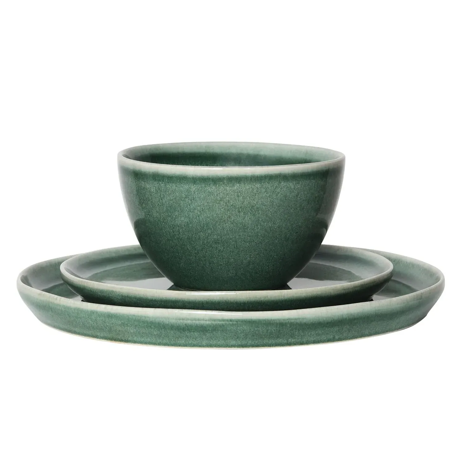 12 Piece Reactive Glaze Dinner Set - Green
