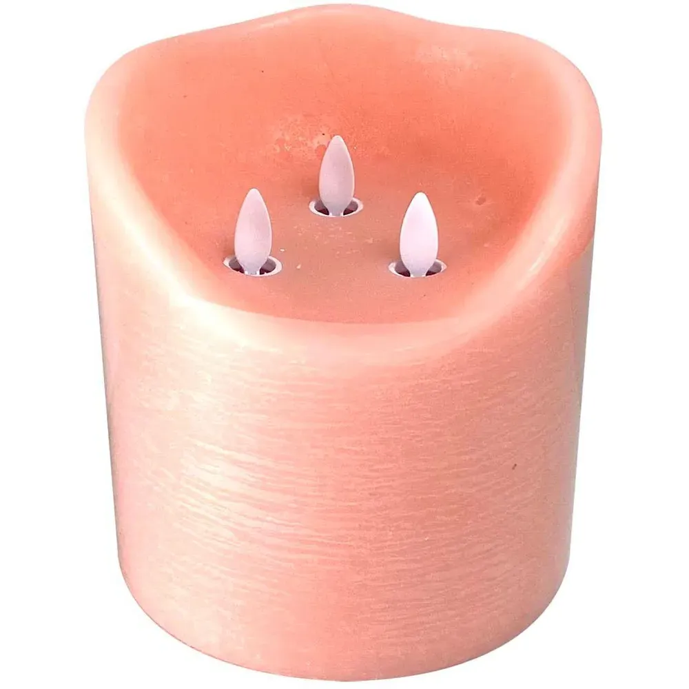 15cm LED Pillar Candle - Blush, Suede Effect