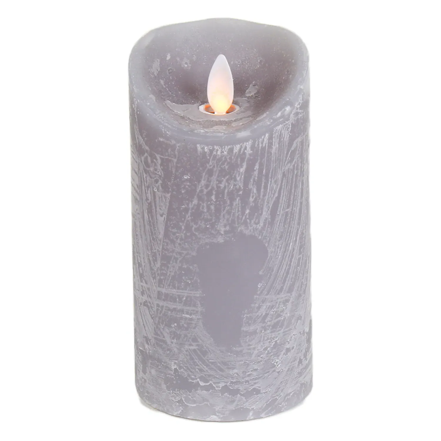 15cm LED Pillar Candle - Grey, Suede Effect