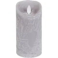 15cm LED Pillar Candle - Grey, Suede Effect