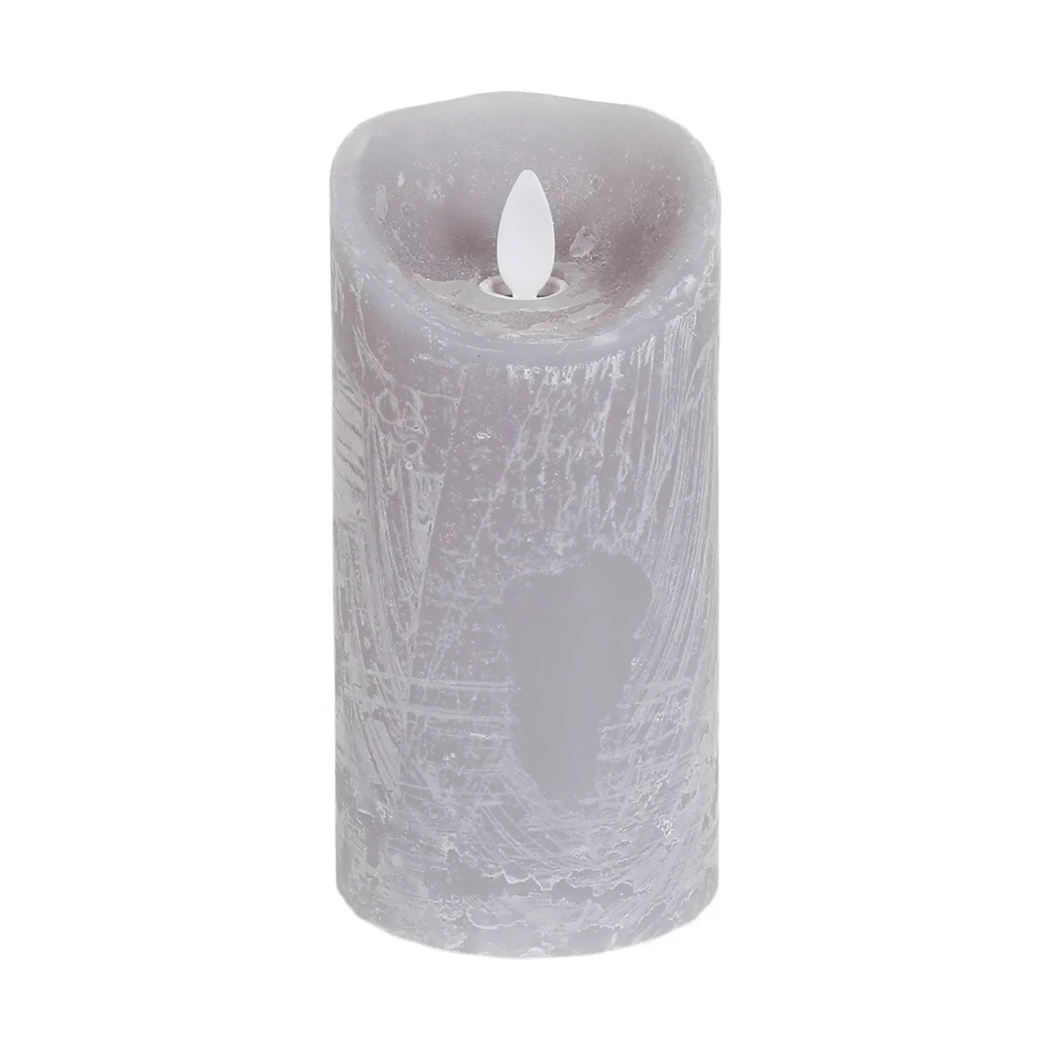 15cm LED Pillar Candle - Grey, Suede Effect