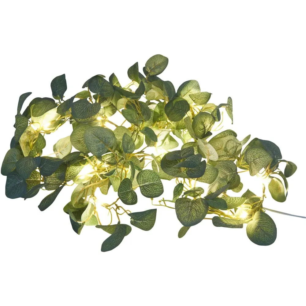 1.9m Eucalyptus Garland with LED Lights - Green