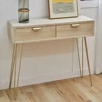 2 Drawer Desk - Brown, Washed Wood Effect