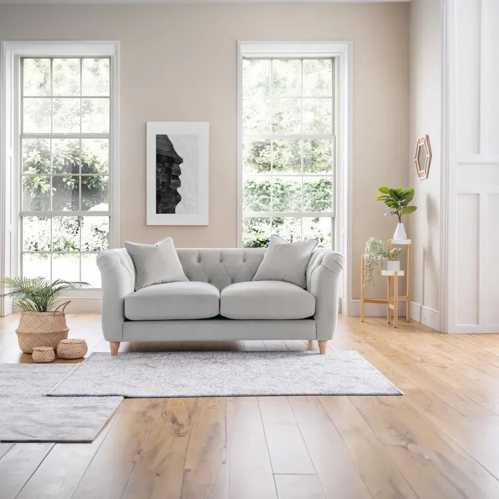 2-Seater Sofa - Chalk, Velvet