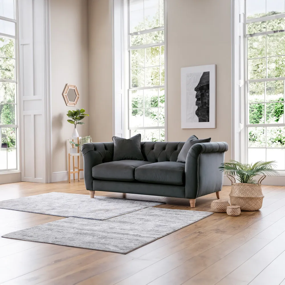 2-Seater Sofa - Midnight Blue, Velvet