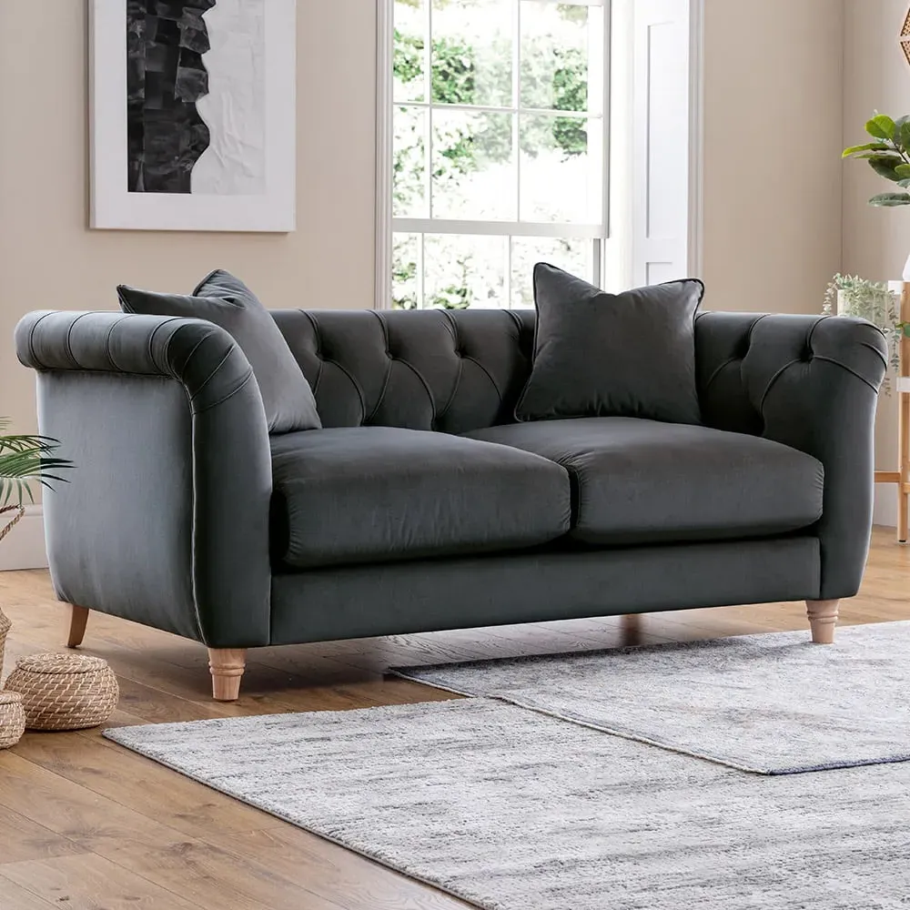 2-Seater Sofa - Midnight Blue, Velvet