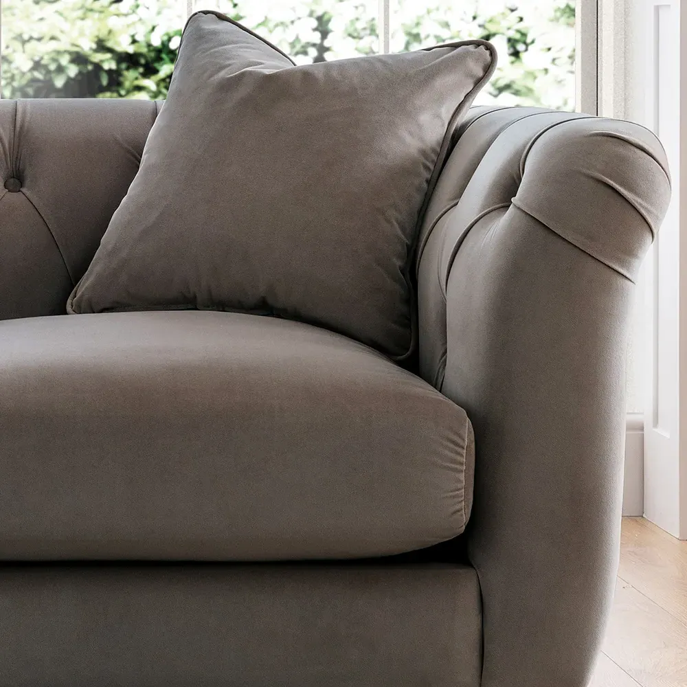 2-Seater Sofa - Mushroom, Velvet