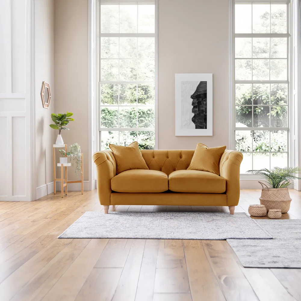 2-Seater Sofa - Ochre, Velvet