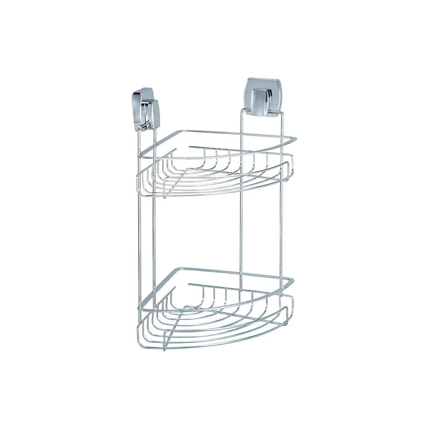 2 Shelf Square Corner Bathroom Wall Basket - Chrome