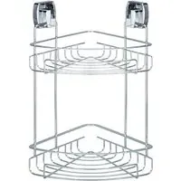 2 Shelf Square Corner Bathroom Wall Basket - Chrome