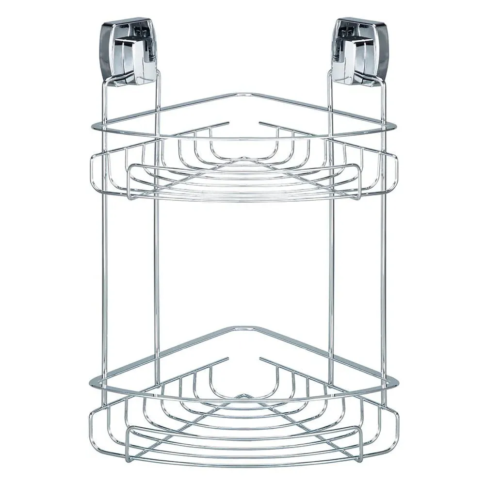 2 Shelf Square Corner Bathroom Wall Basket - Chrome image