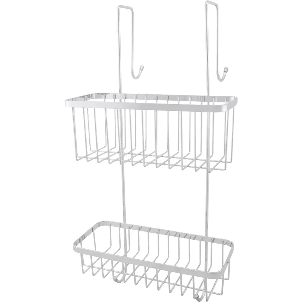2 Tier Over Door Bathroom Rack - Silver