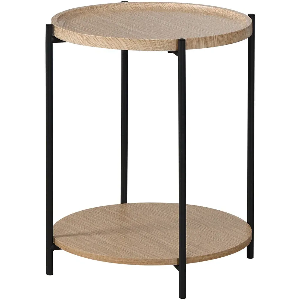 2 Tier Round Side Table - Natural, Wood