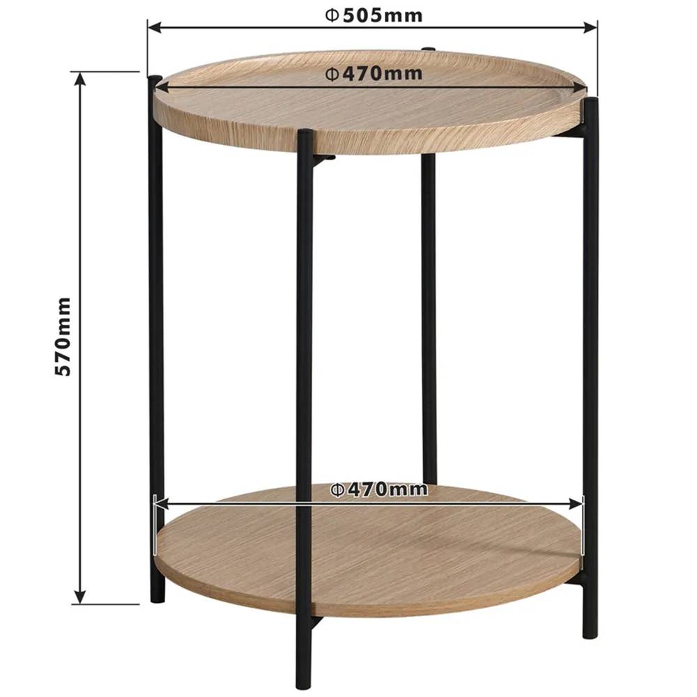 2 Tier Round Side Table - Natural, Wood