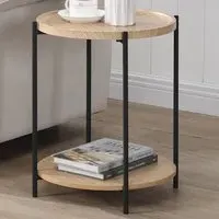 2 Tier Round Side Table - Natural, Wood