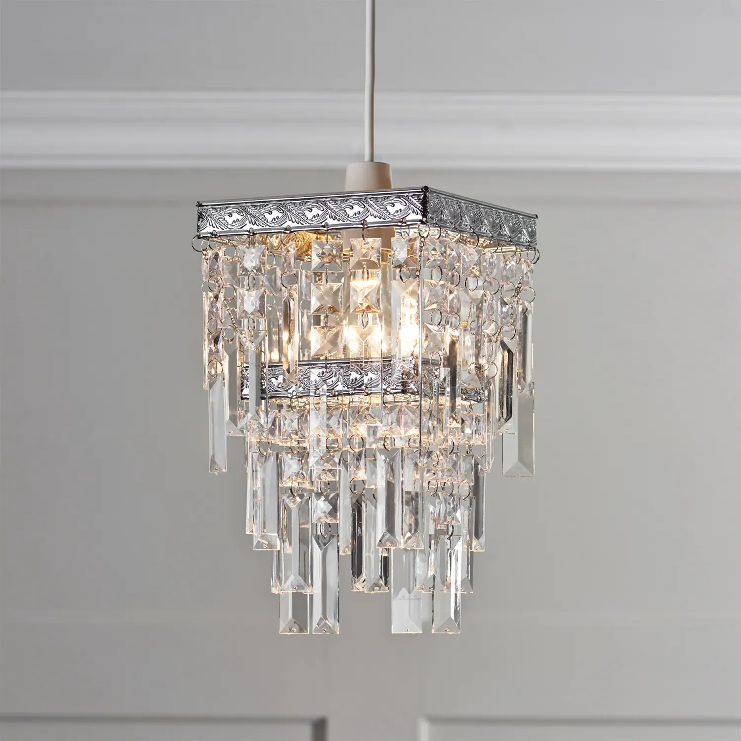 2 Tier Square Pendant Light - Clear