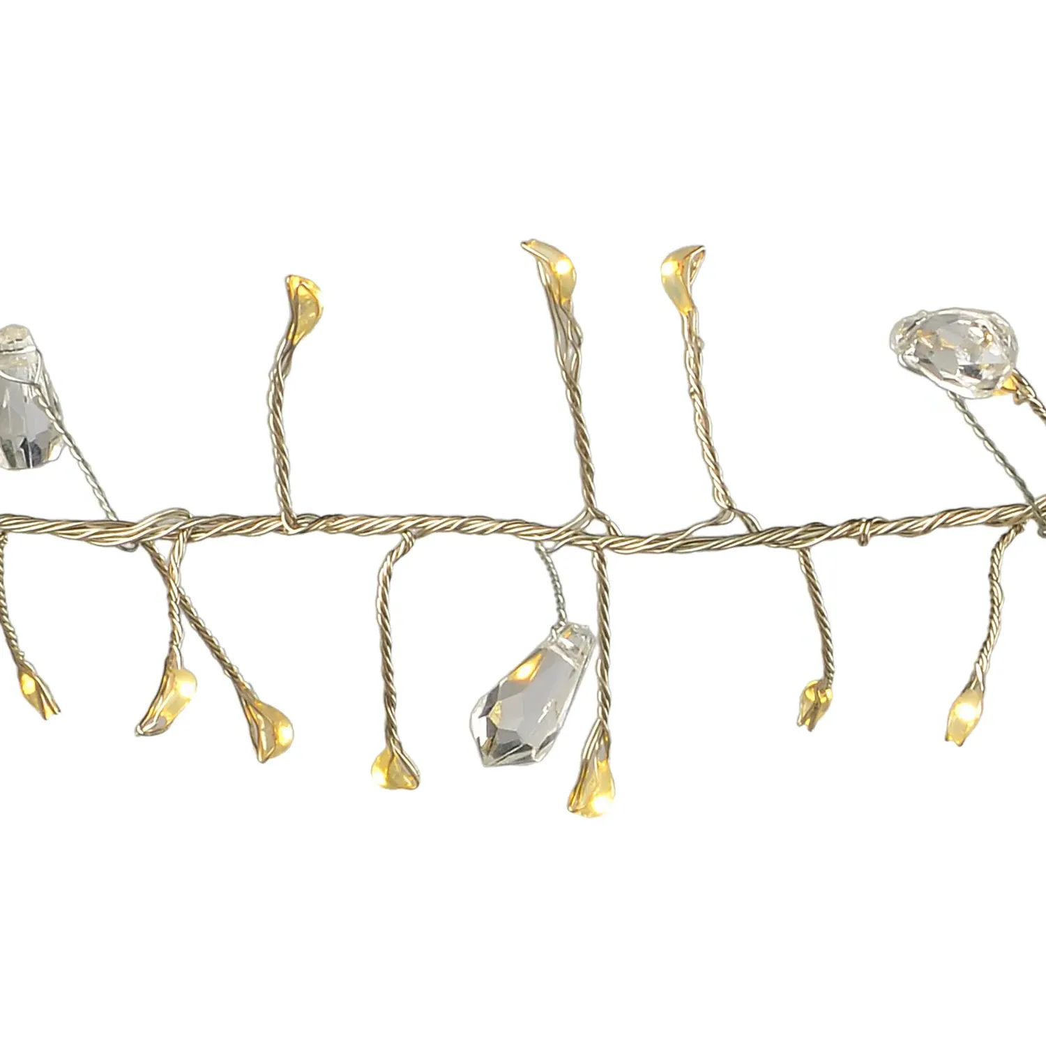 200 LED Jewelled Cluster String Light - Warm White, Silver Wire