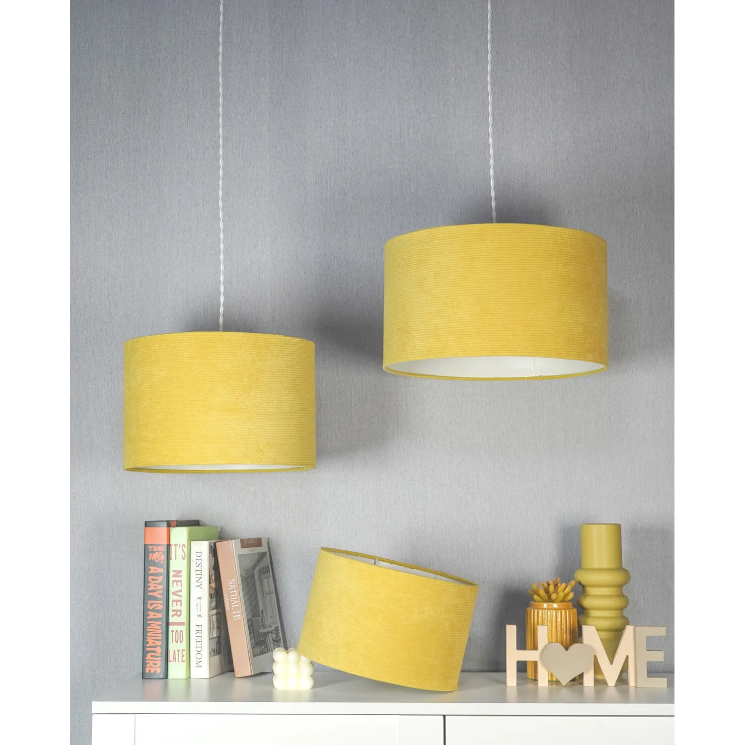 25cm Drum Shade Lampshade - Yellow