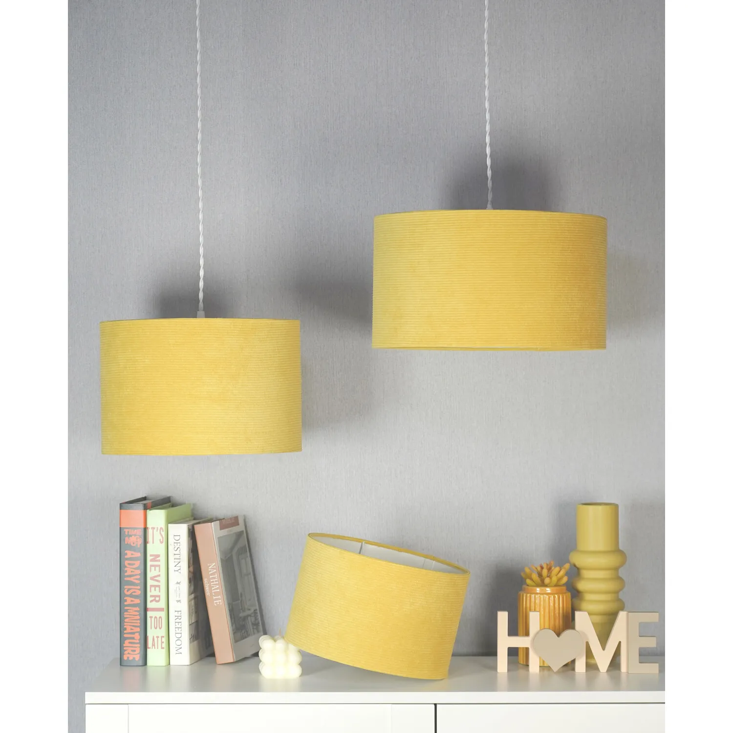 25cm Drum Shade Lampshade - Yellow