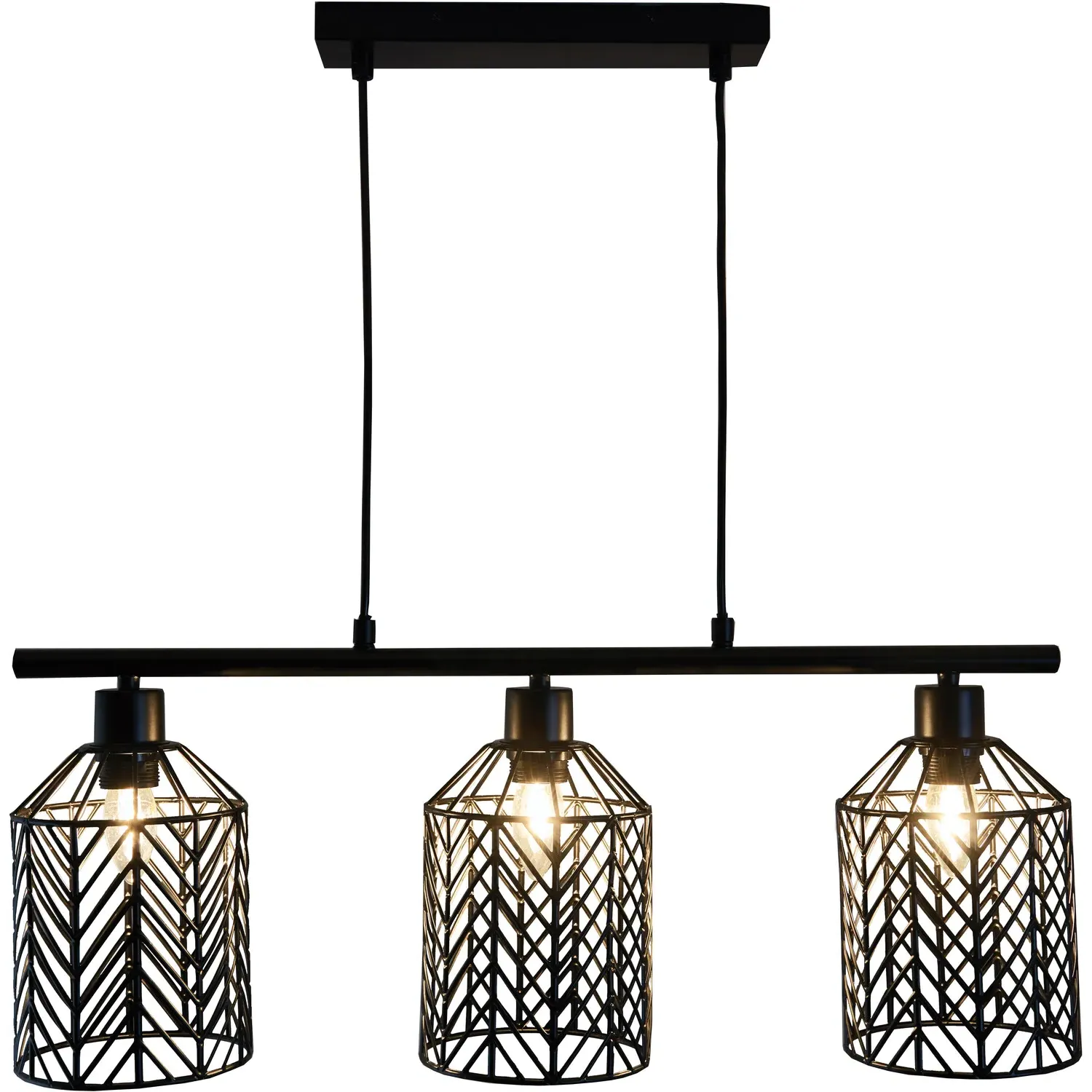 3 Light Weaved Fitting Ceiling Light - Black, Metal