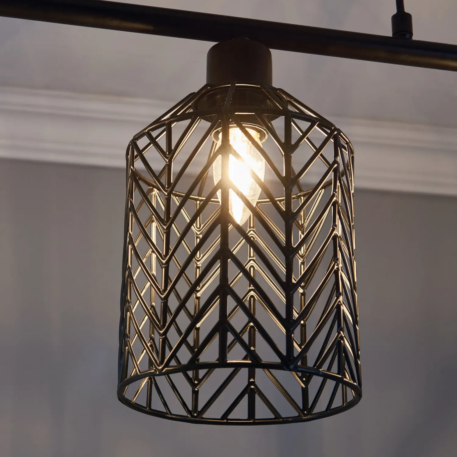 3 Light Weaved Fitting Ceiling Light - Black, Metal