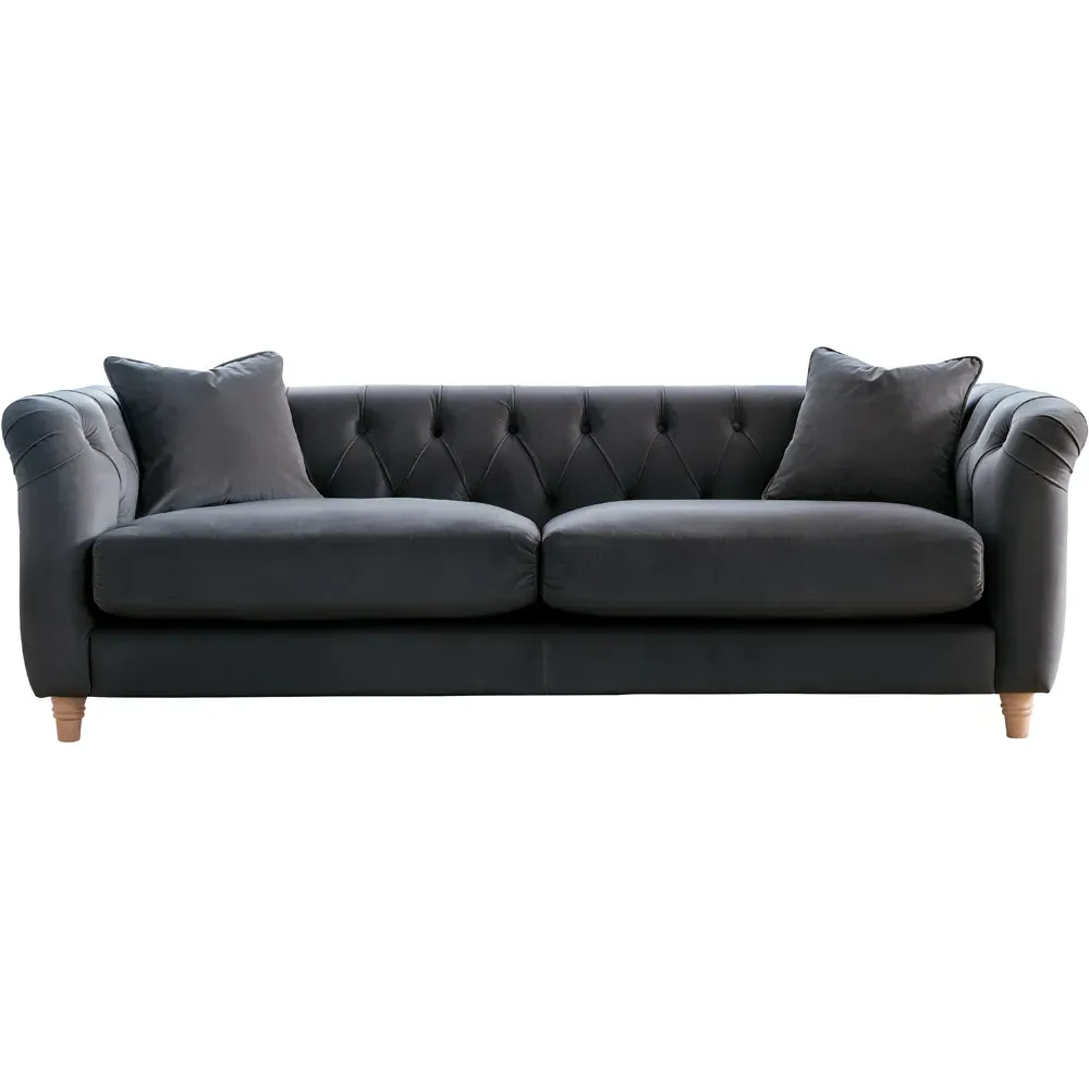 3-Seater Large Sofa - Midnight Blue, Velvet