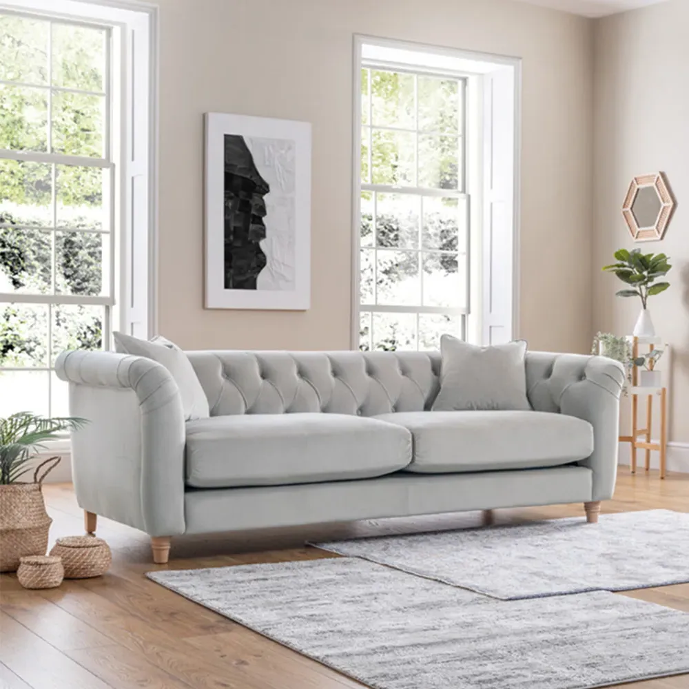 3-Seater Sofa - Chalk, Velvet