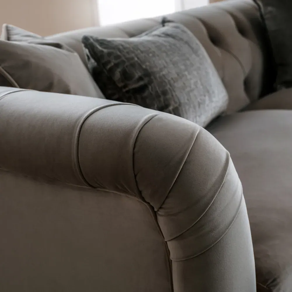 3-Seater Sofa - Mushroom, Velvet