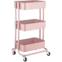3 Shelf Storage Trolley - Blush, Iron