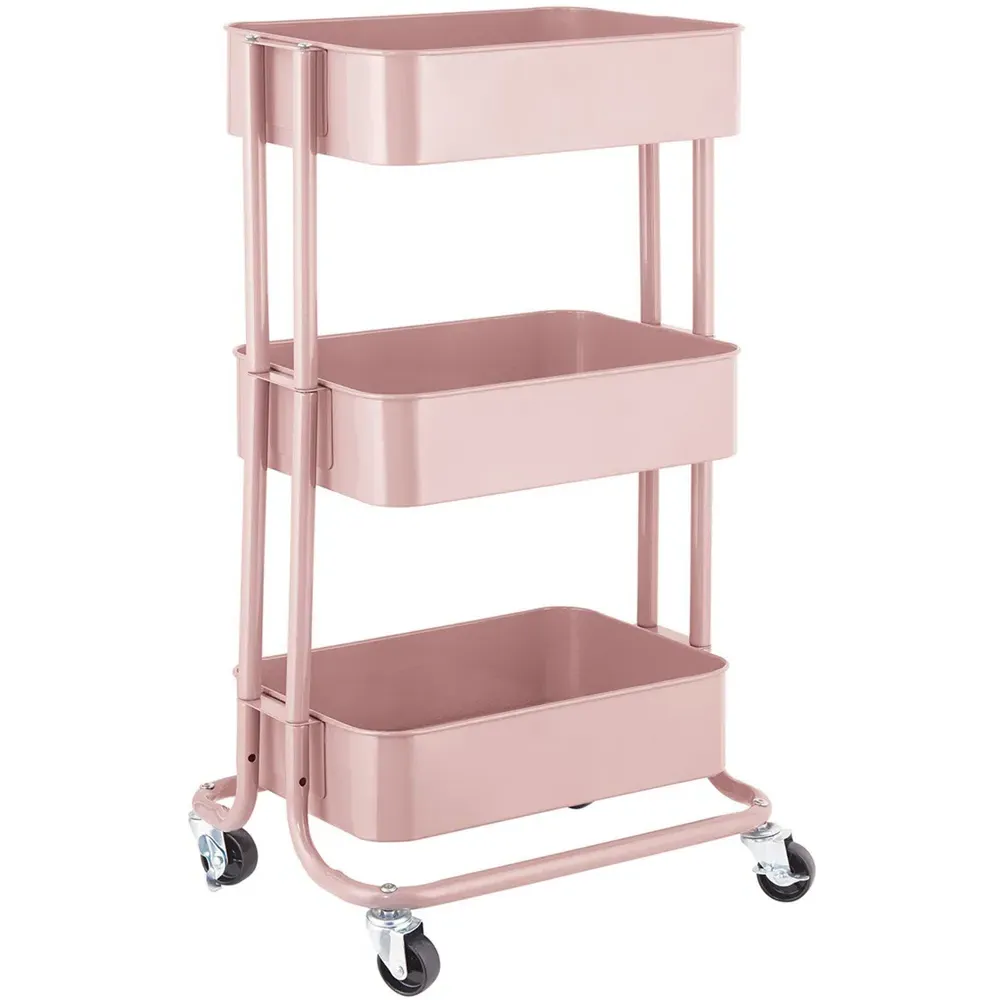 3 Shelf Storage Trolley - Blush, Iron image