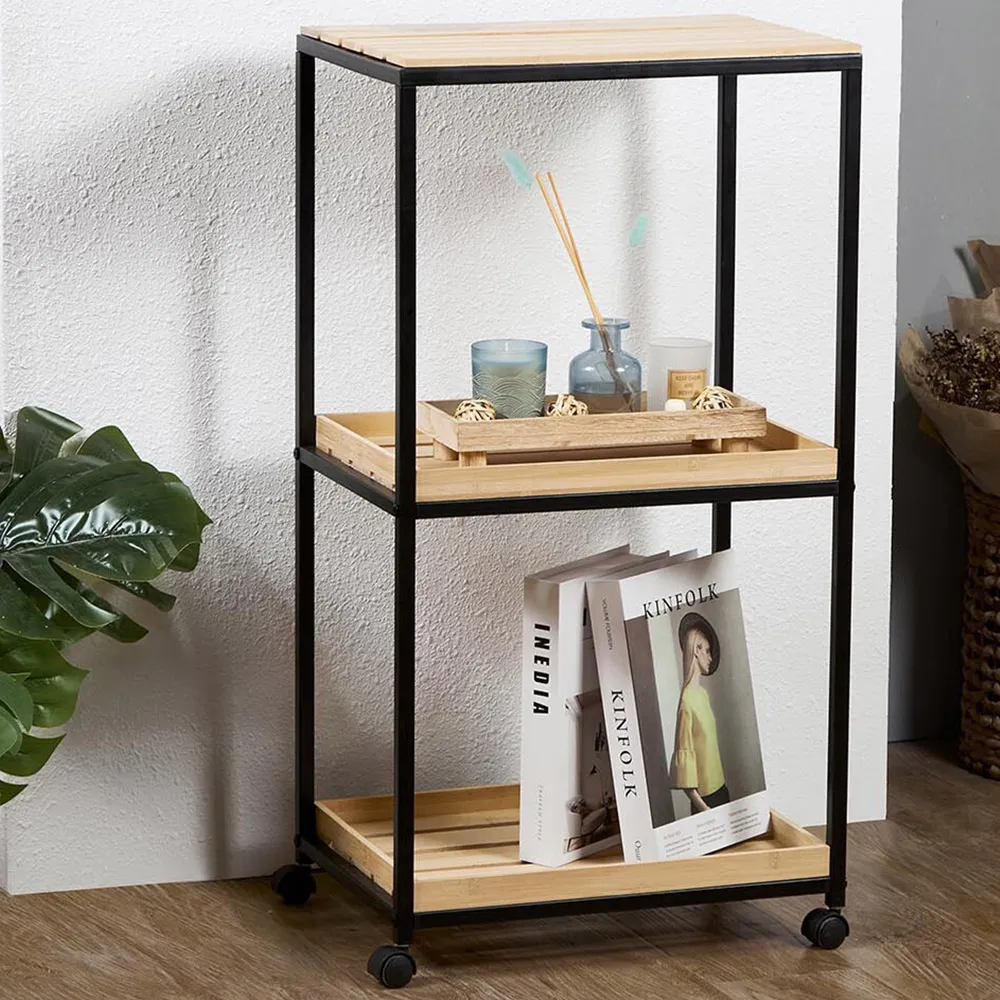 3 Shelf Wooden Trolley - Brown