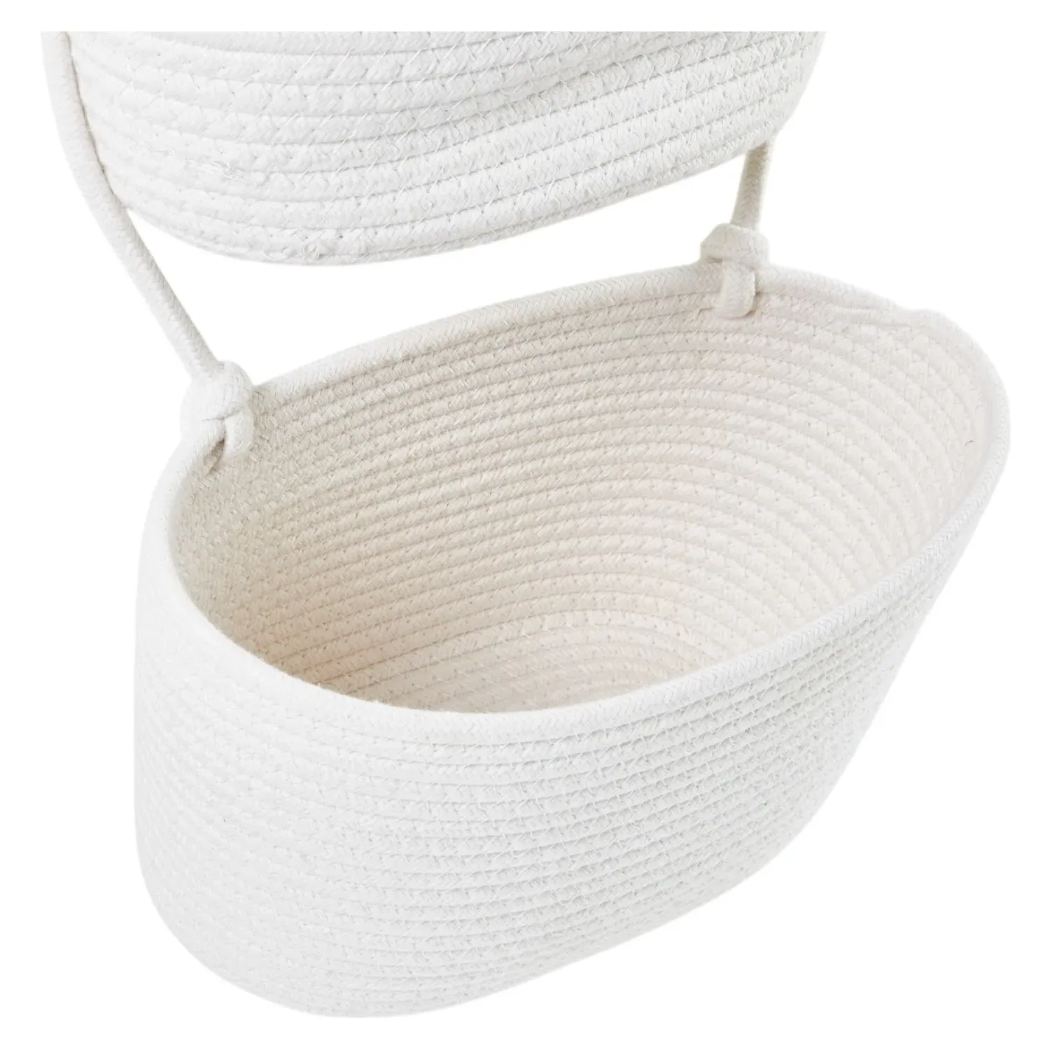 3 Tier Rope Hanging Storage Baskets - White