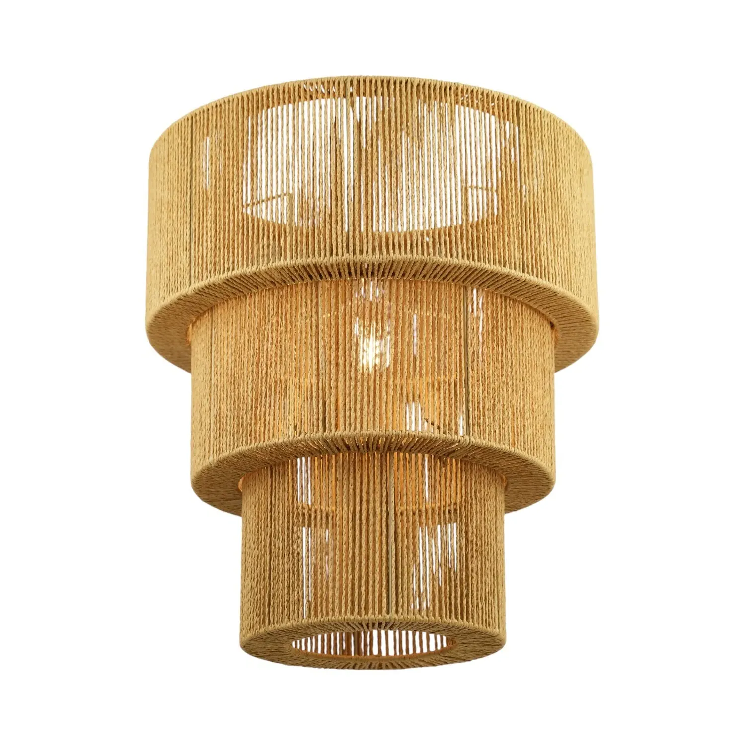 3 Tier Rope Pendant Light Shade - Brown