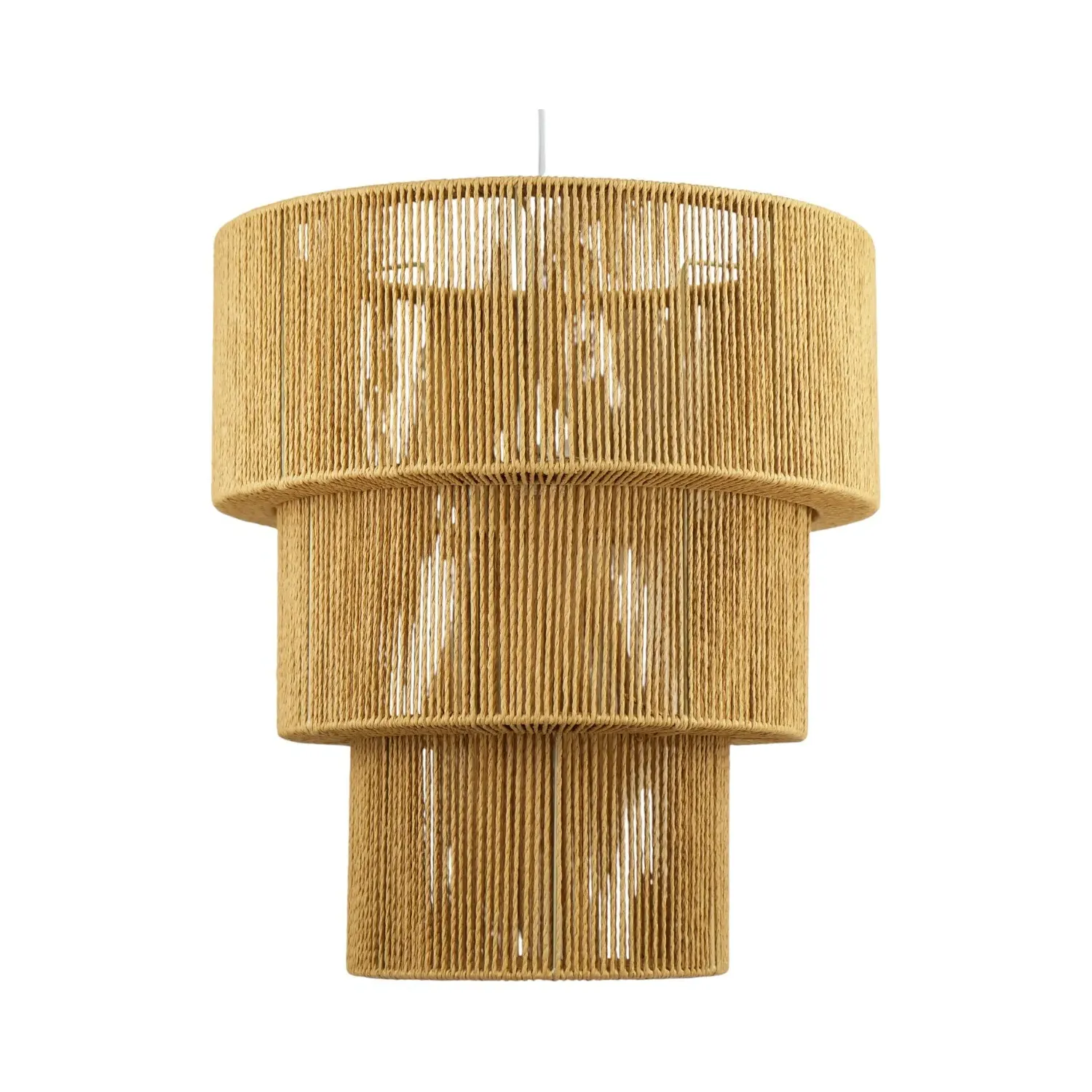 3 Tier Rope Pendant Light Shade - Brown