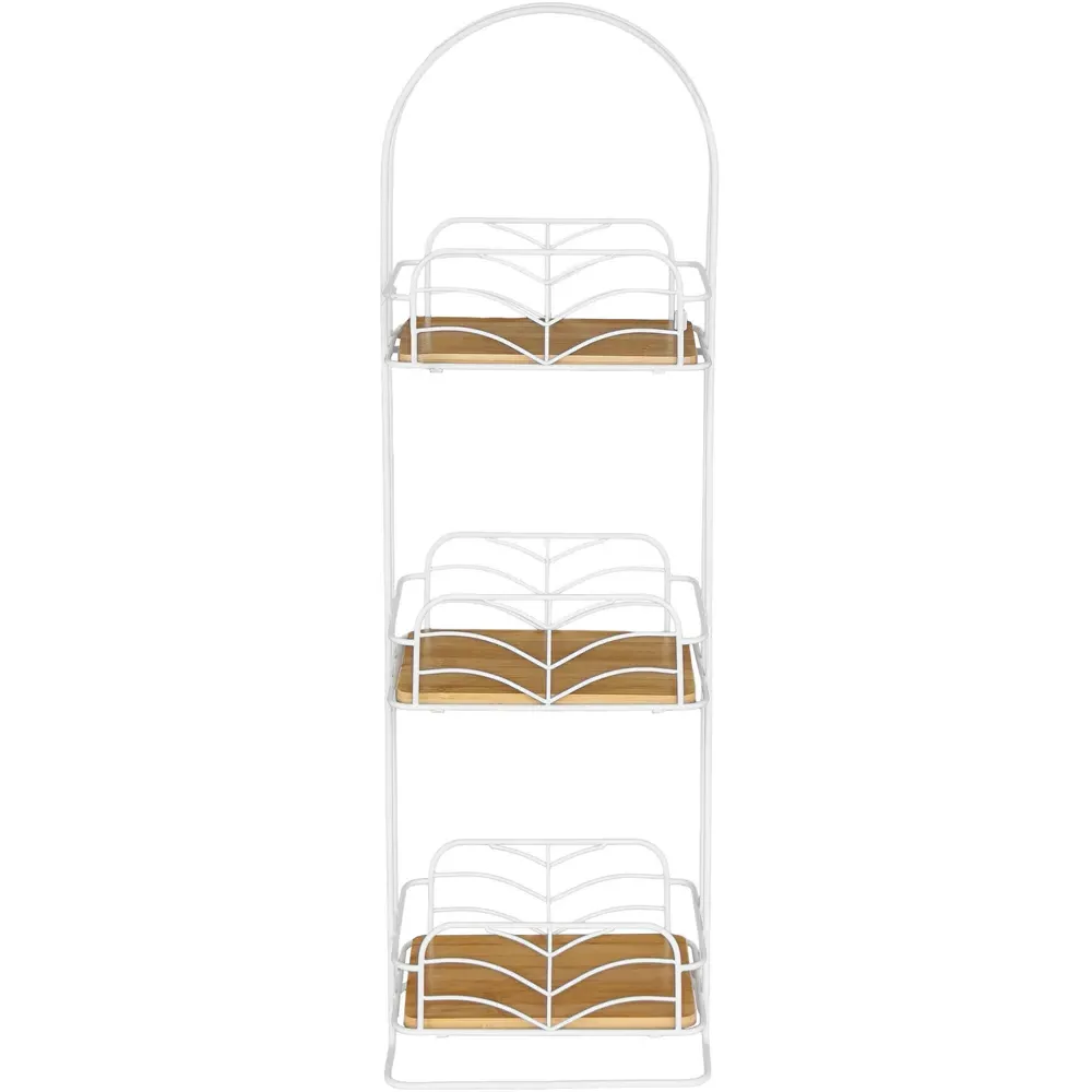 3 Tier Storage Caddy - White, Bamboo