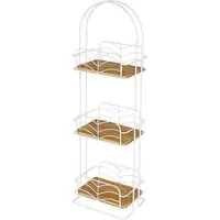 3 Tier Storage Caddy - White, Bamboo
