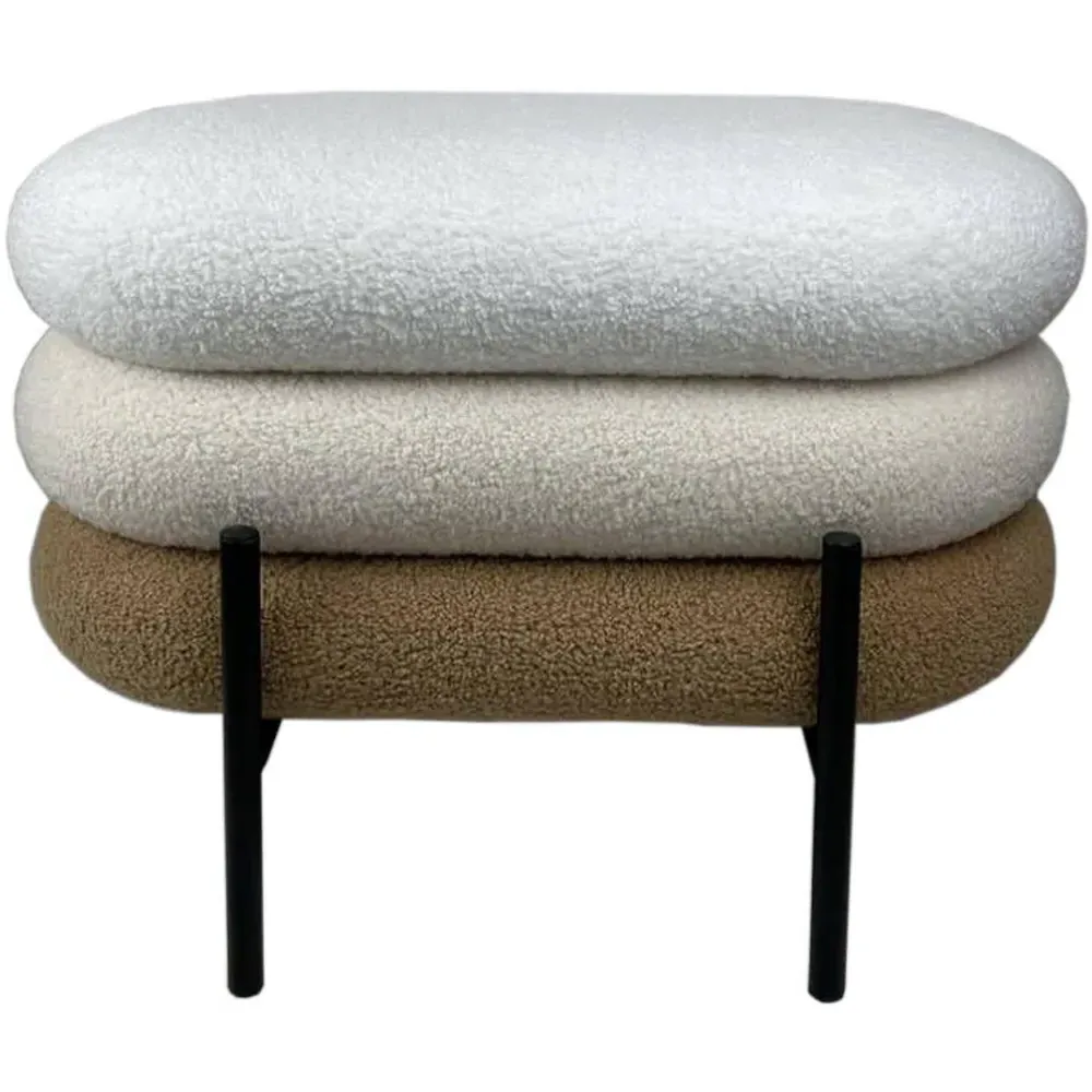 3 Tier Storage Footstool with Storage - Natural, Boucle