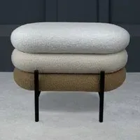 3 Tier Storage Footstool with Storage - Natural, Boucle