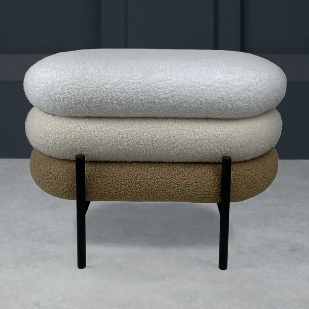 3 Tier Storage Footstool with Storage - Natural, Boucle image