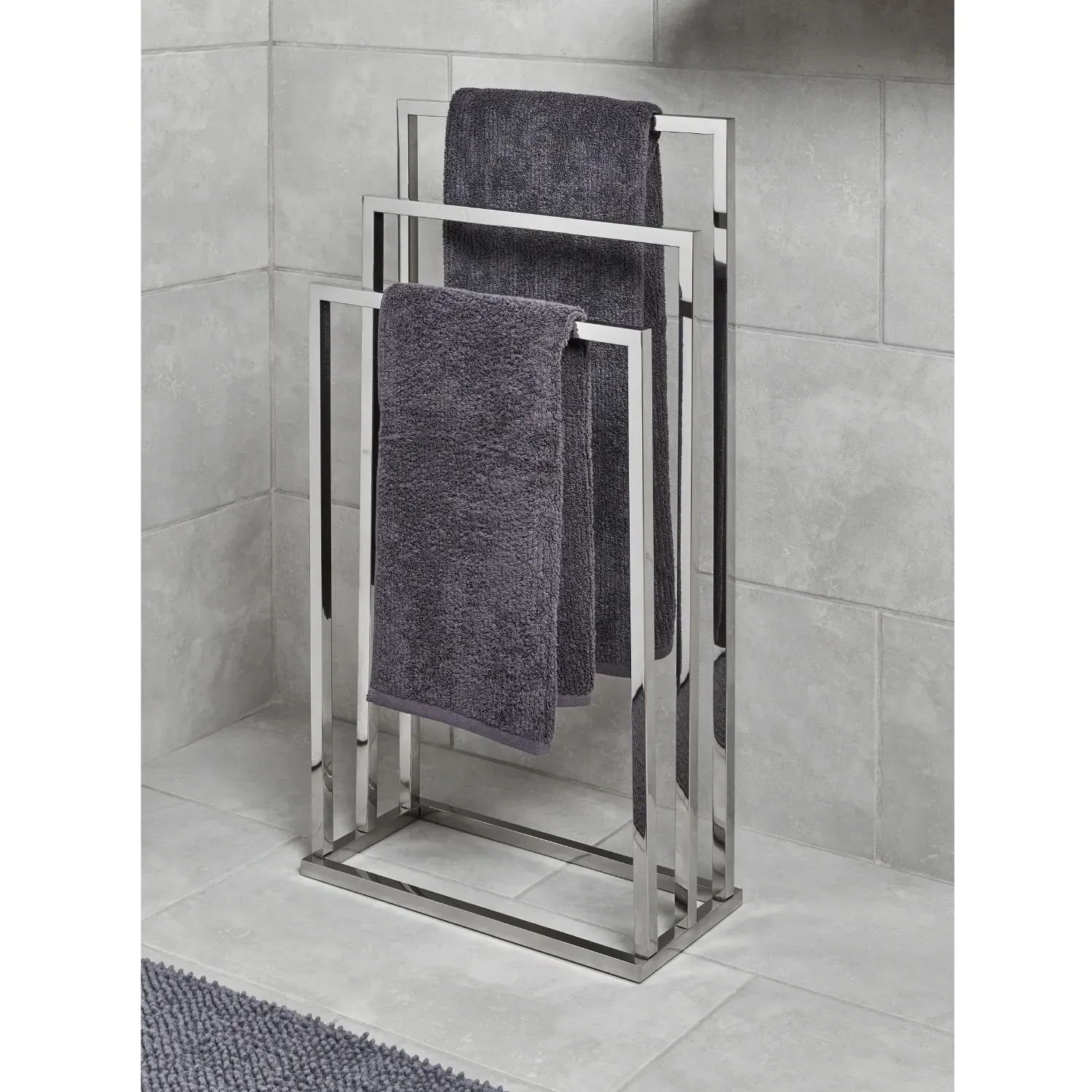 3 Tier Towel Rack - Silver